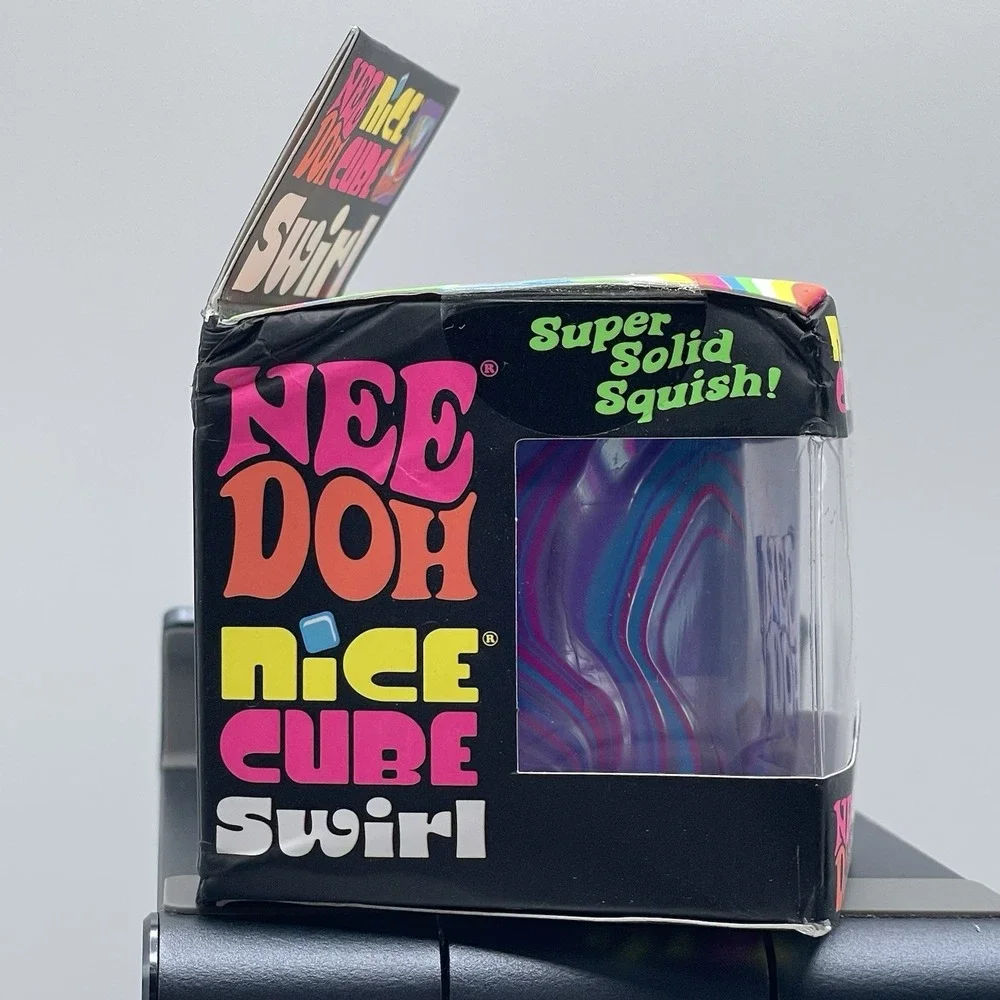 Needoh Nice Cube Swirl x1 Fidget Toy Sensory Purple Blue Super Solid Squish A1